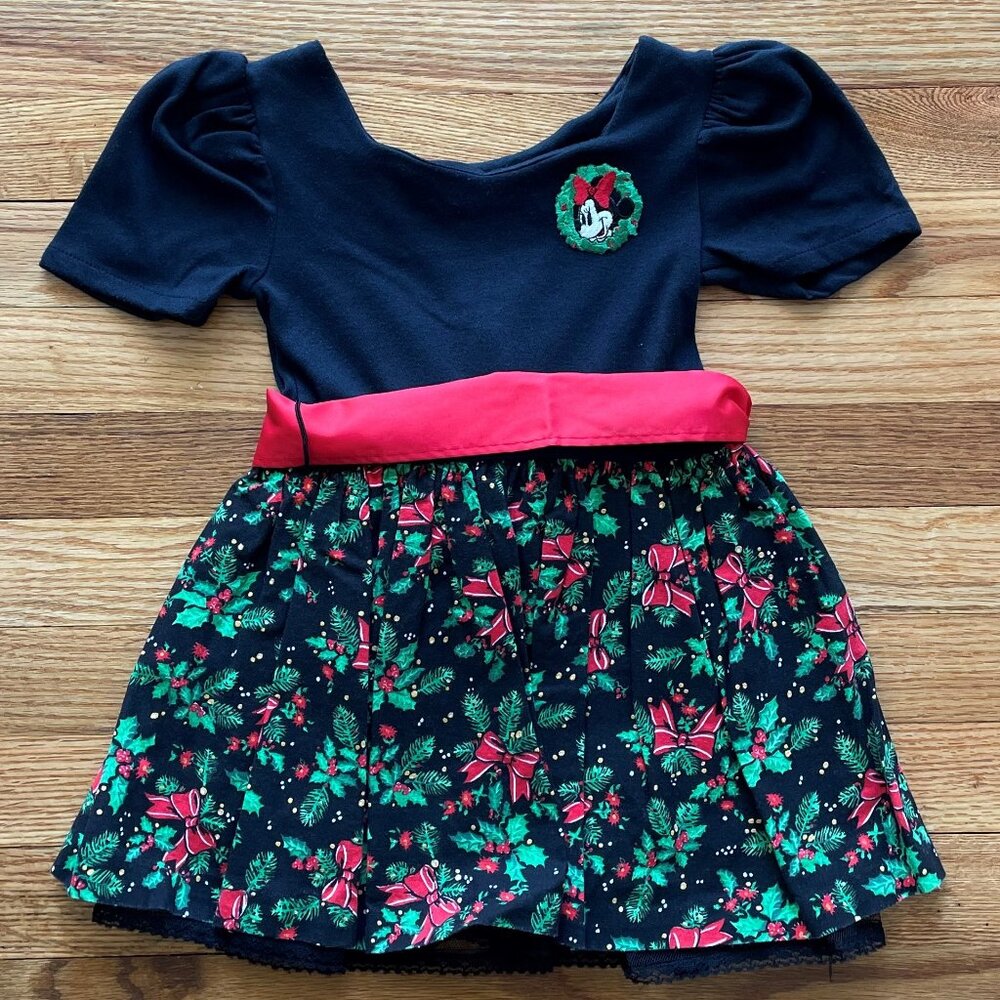 VINTAGE 90s Disney/Minnie Mouse Short Sleeve Christmas Dress Size 4T